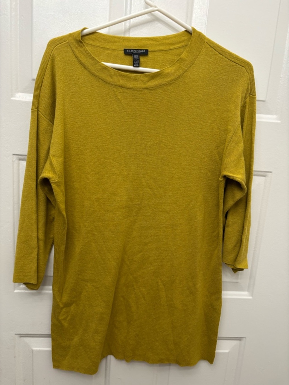 Eileen Fisher Petite Olive-Mustard Knit Top